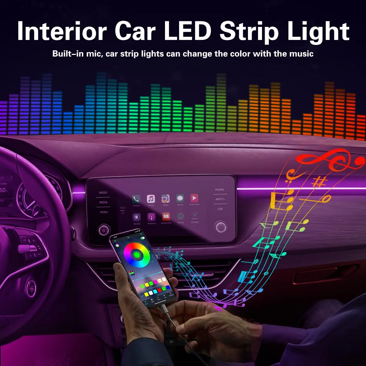 RGB LED Car Ambient Light Kit  - Led Ambient Interior Car Lights App Control ulasan dan harga