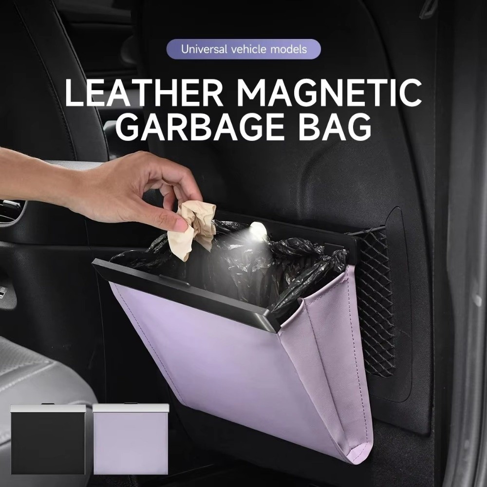 PU Leather Car Trash Bag with  - Waterproof Car Trash Can With Lid ulasan dan harga