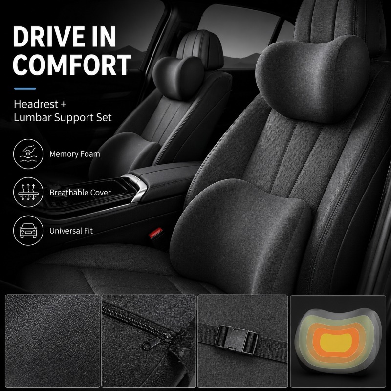 Car Headrest Neck Pillow and L - Memory Foam Car Neck Pillow Lumbar Support ulasan dan harga