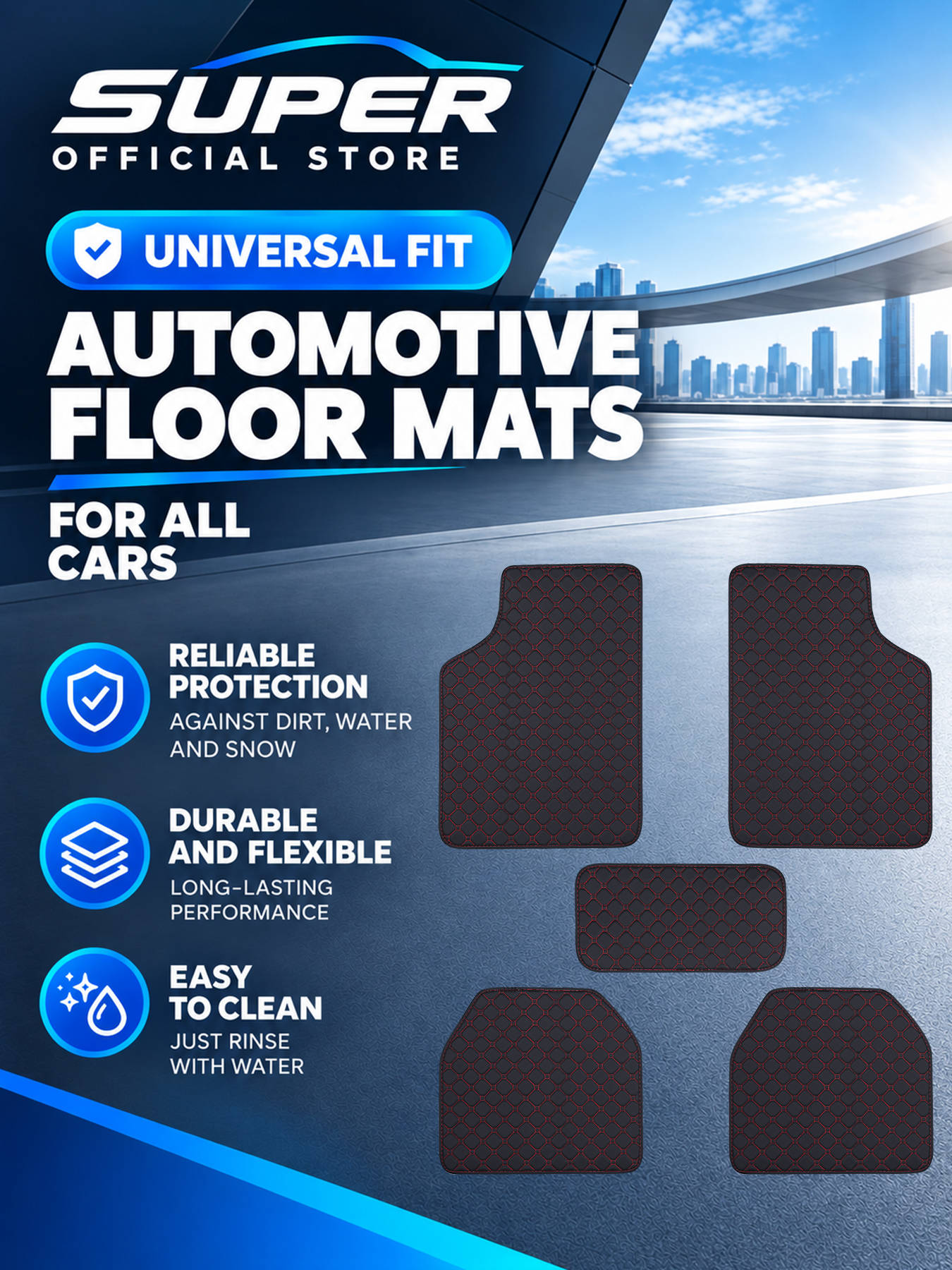 Car Floor Mats Full Set Univer - Car Floor Mats Universal Waterproof Leather ulasan dan harga
